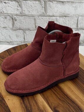 UGG Classic Unlined Mini Womens 6 Red Suede Pull On Booties 1017532